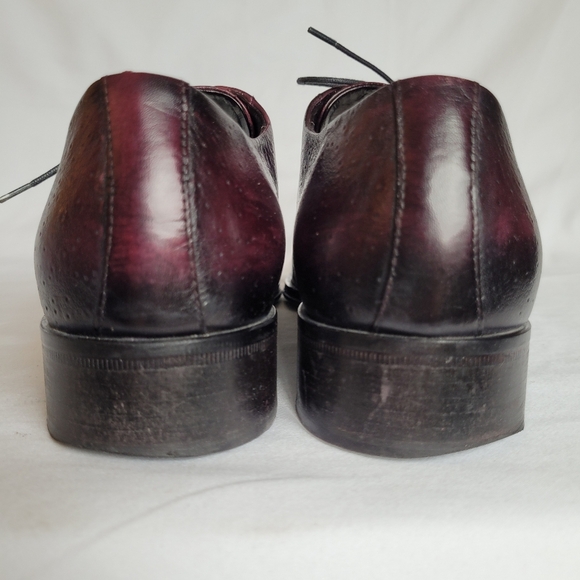 Jo Ghost Leather Oxfords Men's Dress Shoes Distressed Oxblood Colouring Size 40 - Picture 3 of 10